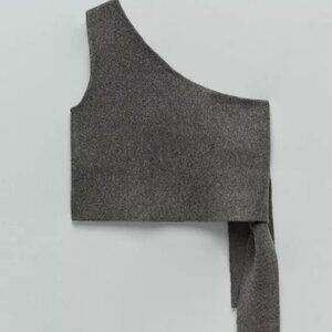 Zara Grey Asymmetrical Tie Tank